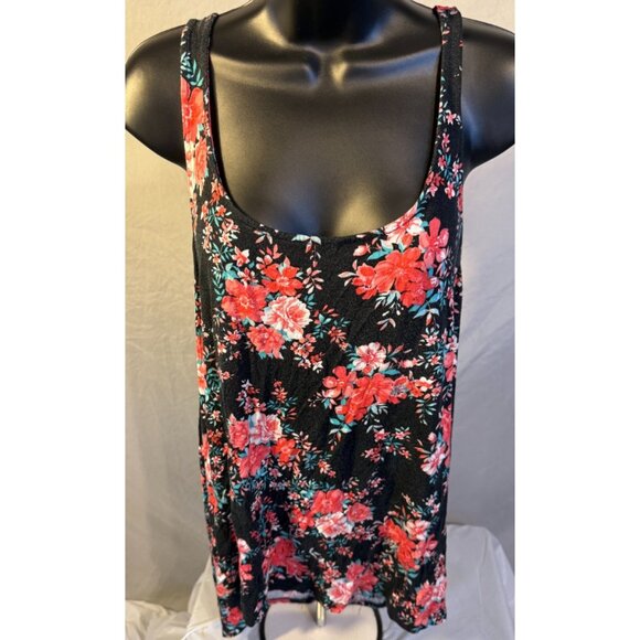 Torrid Tank Top Racerback Floral Shirt Womens‎ Plus Size 0 0X Hi- Low Hem - Picture 1 of 3